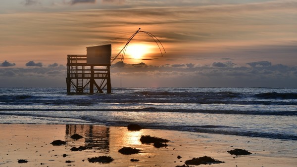 coucher de soleil  plage de saint Brévin